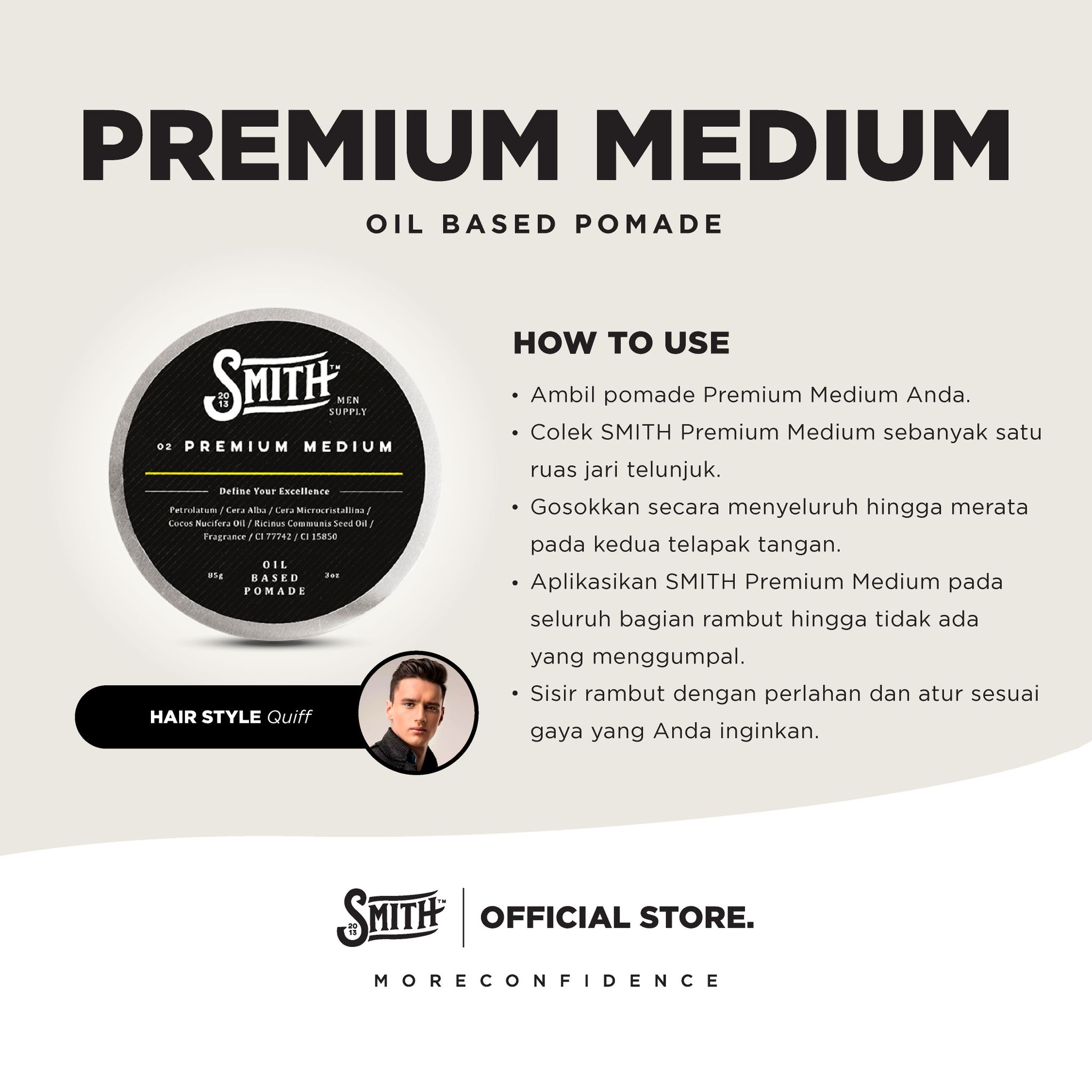 SMITH - Premium Medium Hair Pomade Oil Based 85gr_1