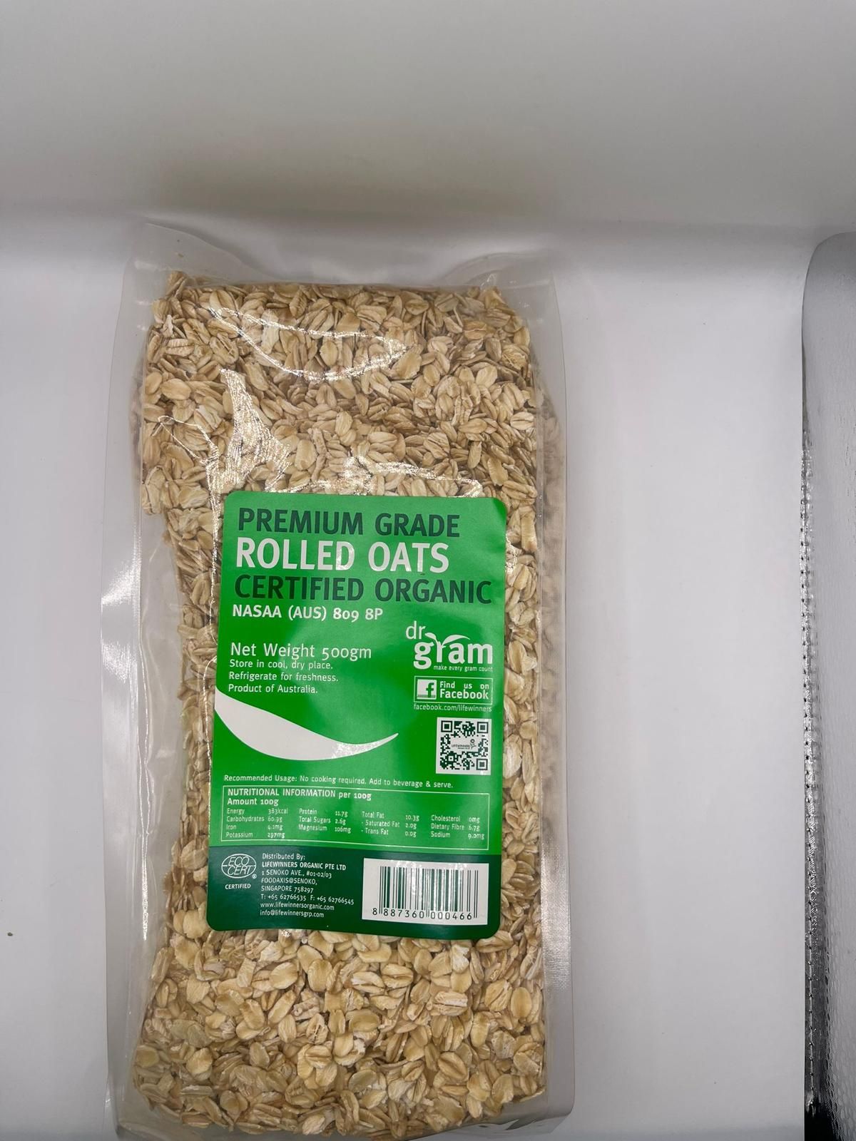 Dr Gram Organic Rolled Oats - 500g_0