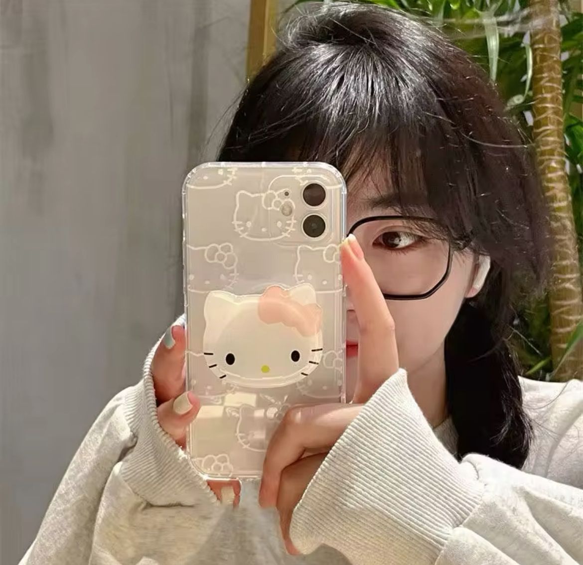 iPhone Case Sanrio Hello Kitty With 3D Stand Case For iPhone 15 14 13 11 12 Pro Max Mini XR XS MAX 7 8 Plus Shockproof Y2K Girl Back Cover_2