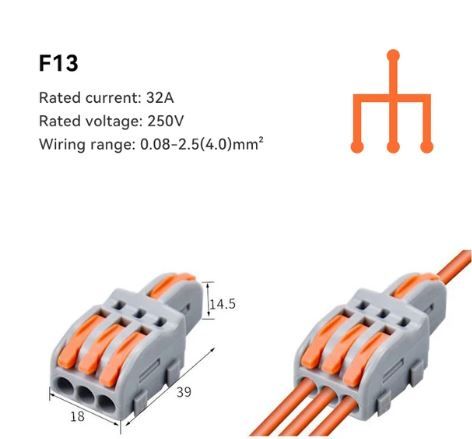 3 into 1 Pin Splitter Out Fast Push-in Electrical Connector Terminal Block_0