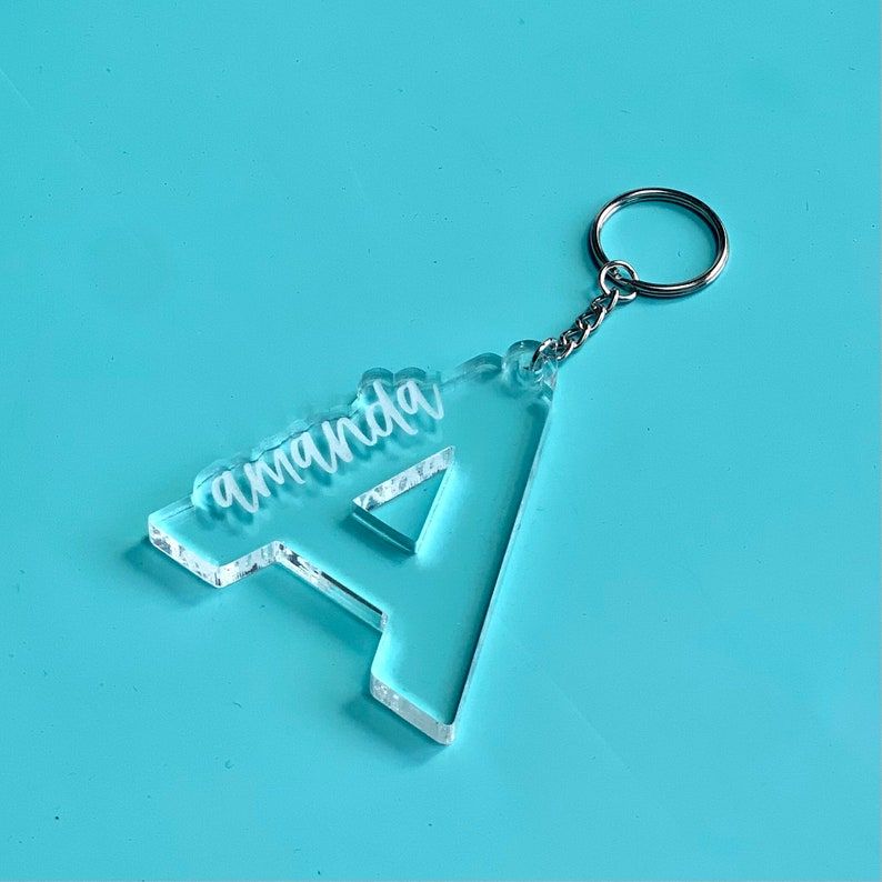 Acrylic Name Keyring With Letter_0