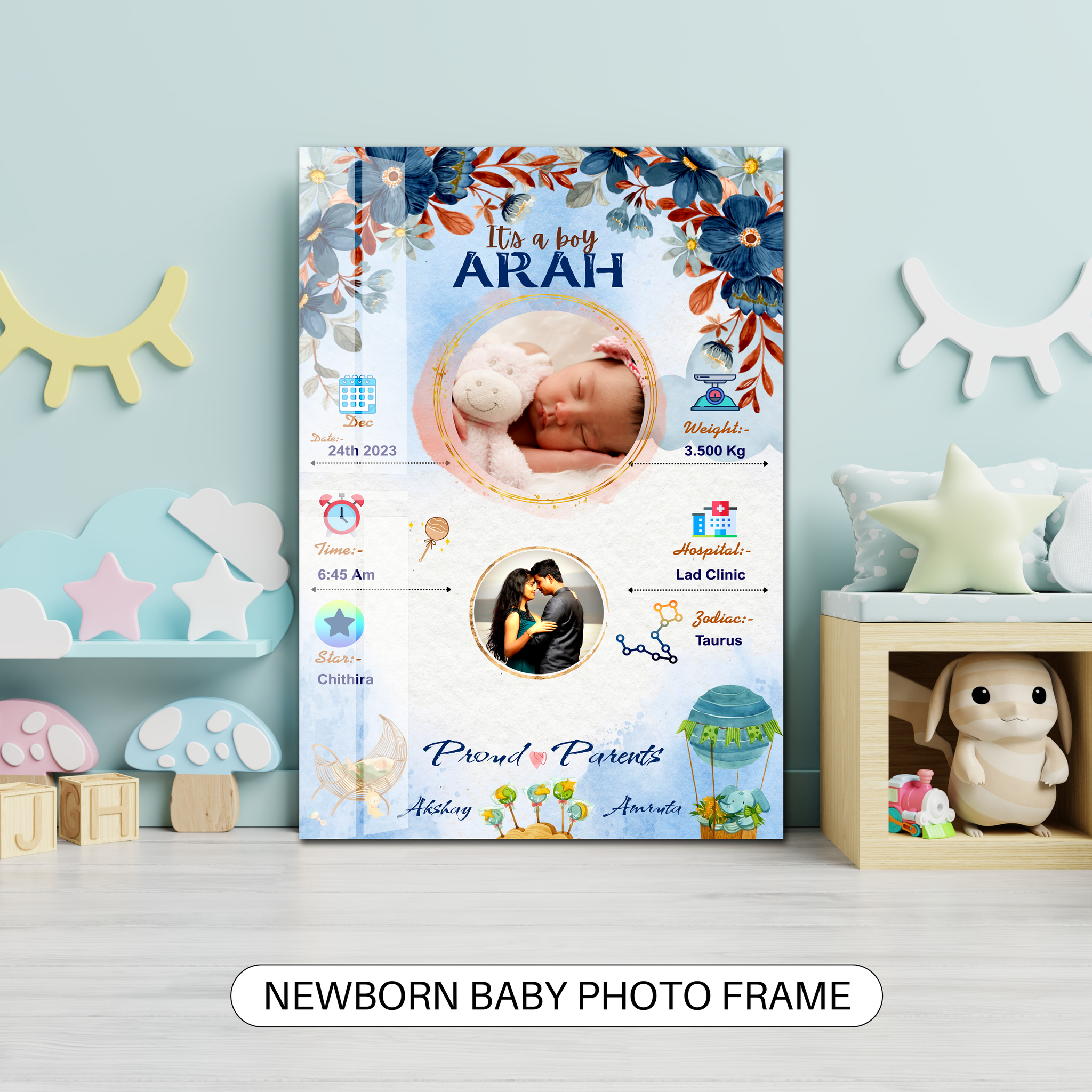 New born Baby acrylic printed photo frame _1