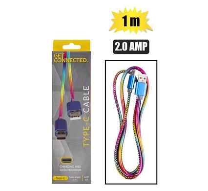 USB CABLE TYPE C 2.0 AMP RAINBOW 1meter _0