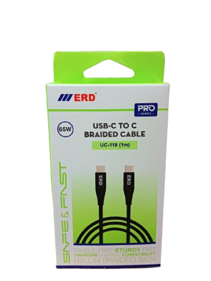 ERD Pro Series UC-118 65W Type-C to C Braided Cable (Metal Casing) 1 Meter_1