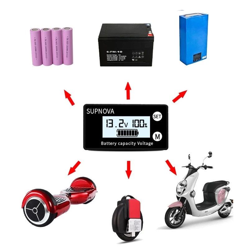 Accurate Battery Power Monitoring with 10-100V LCD Lithium Lead-acid Battery Power Indicator_0