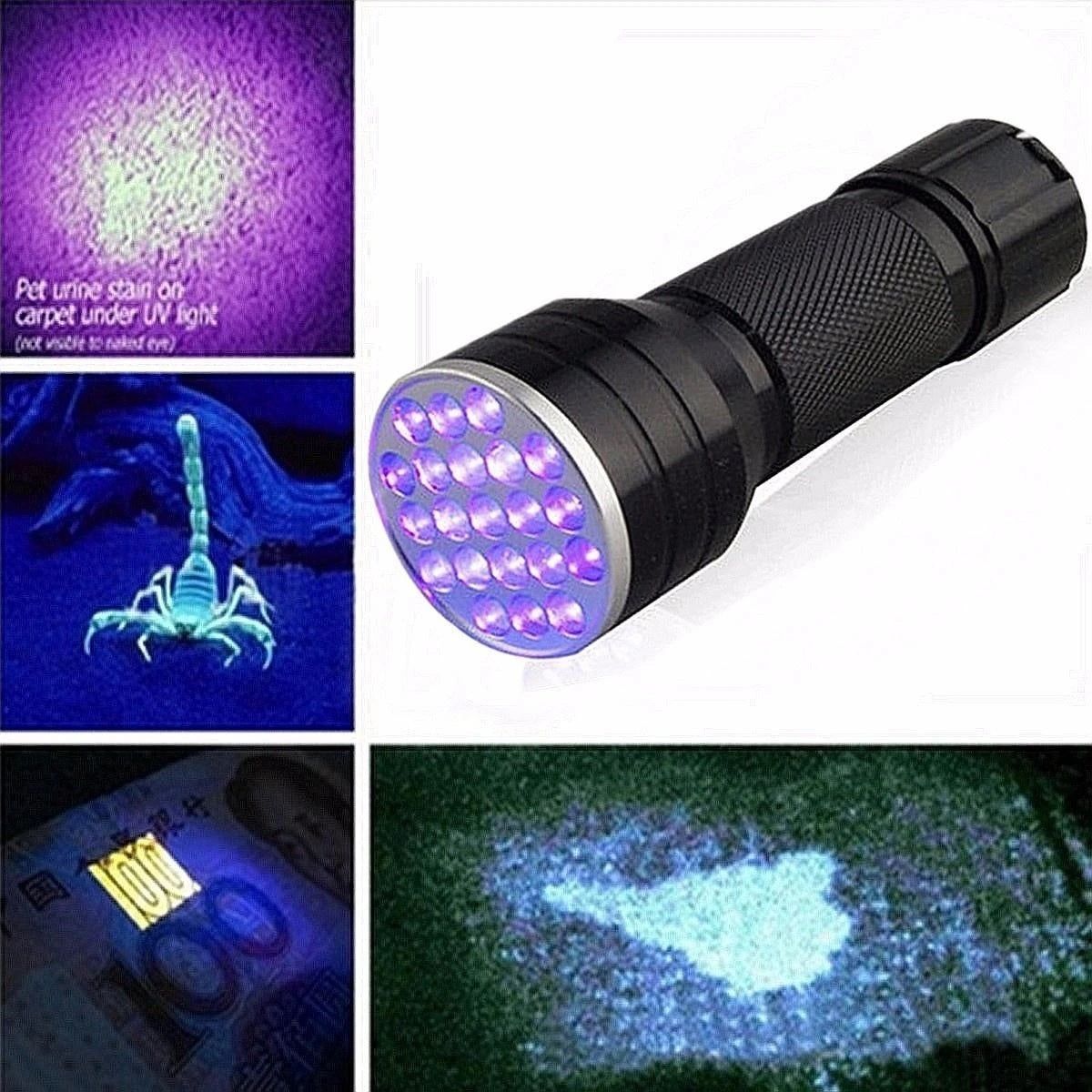 21 LEDs uv395 Portable Aluminum UV Ultra Violet Flashlight for Forensic Investigations and Counterfeit Detection_0