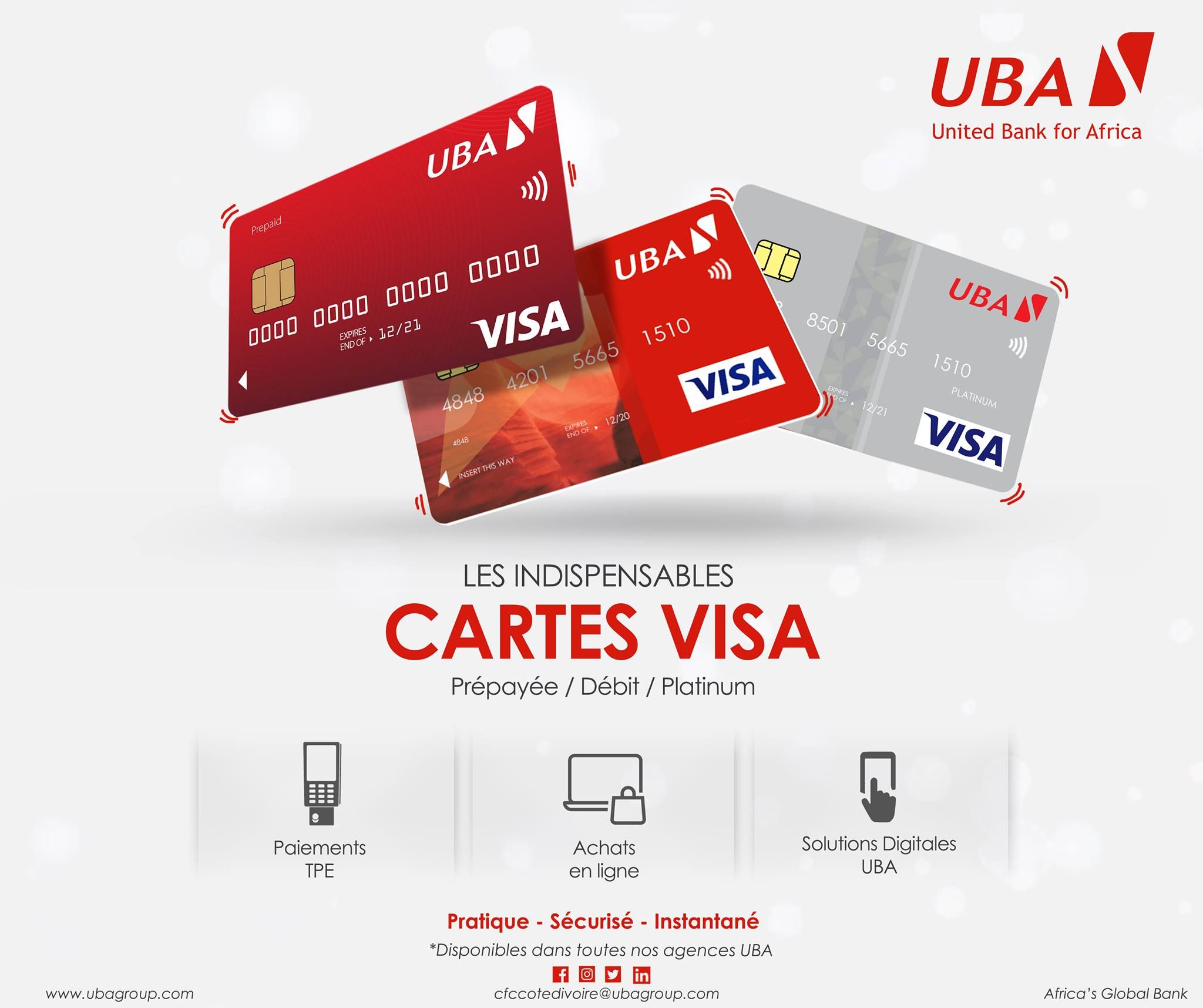 Achat carte VISA Prépayée UBA, CashXpress. 5000 FCFA ; Chargement de la carteCarte _1