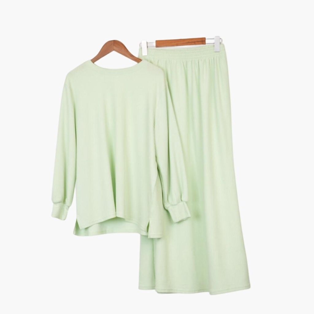 4. Baju Sweatshirt skirt set green mint (Panda Eyes) _0