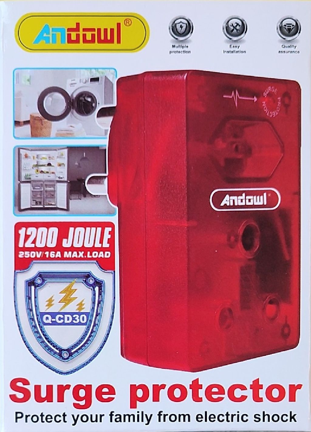 ANDOWL Q-CD30 1200Joule 6Kv Surge Protector Plug_0