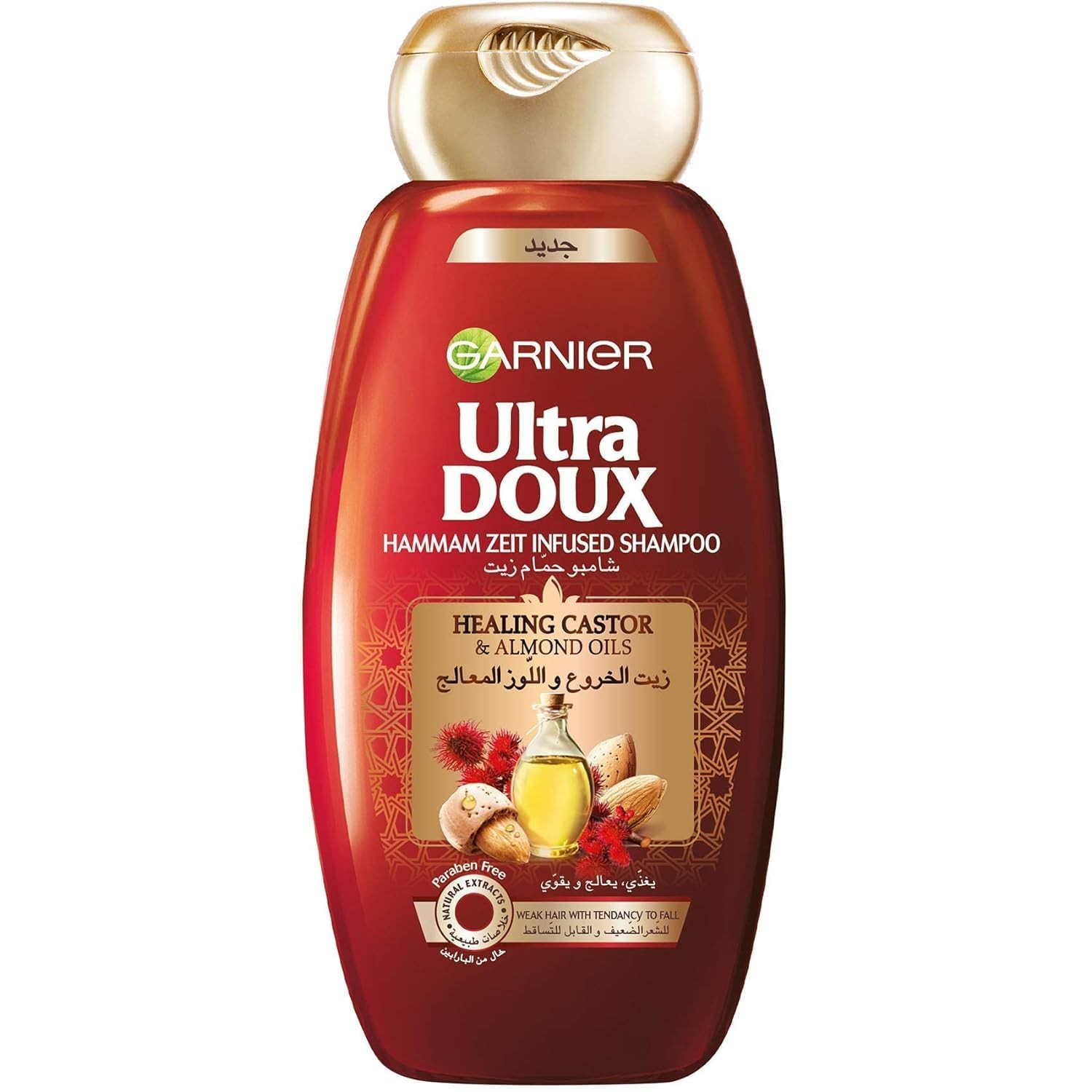 Garnier Ultra Doux Hammam Zeit Infused Shampoo with Healing Castor & Almond Oil for Weak & Falling Hair - parabens free_0