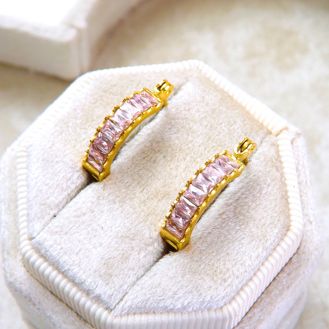 PHASE CRYSTAL LOOP (PINK) 18k gold plated earrings  _0