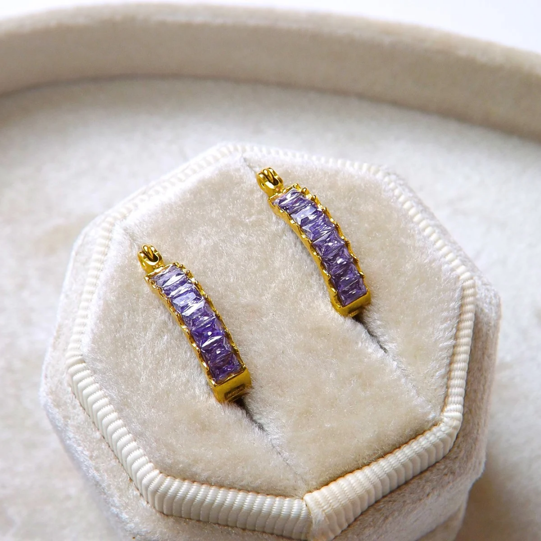 PHASE CRYSTAL LOOP (LAVENDER) 18k gold plated earrings _0