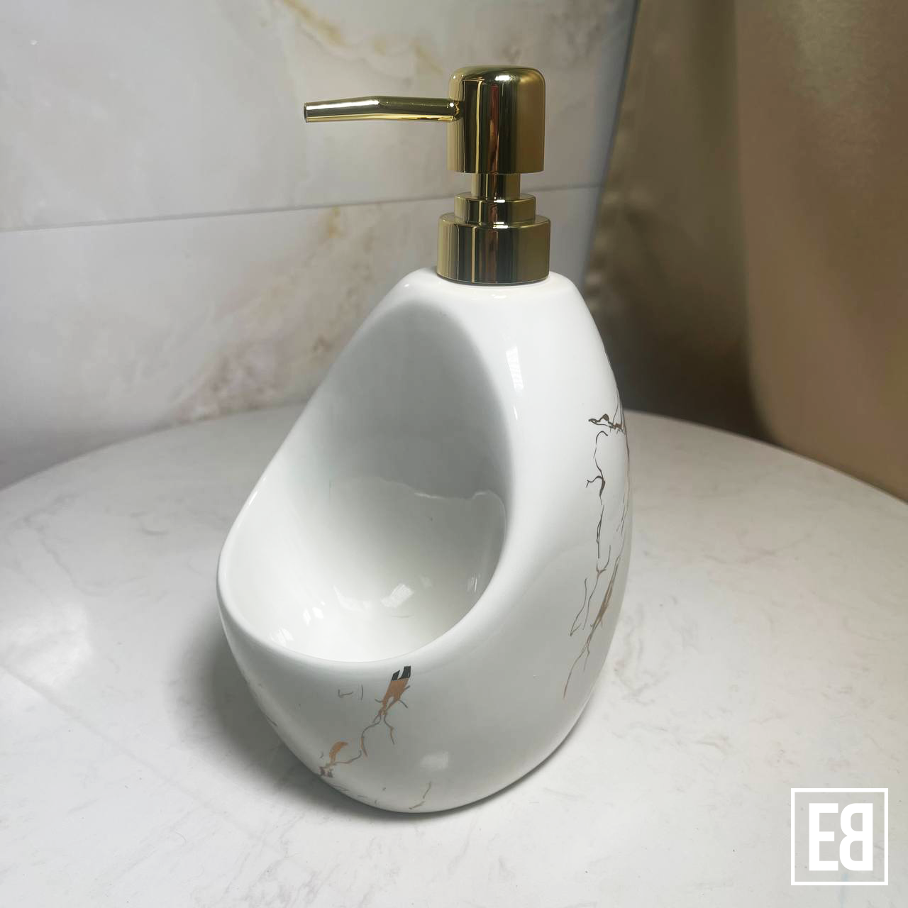  (T95) Spa Oasis in White Marble Soap Dispenser 20.5cm Height x 9.5cm Width | 520mL _0