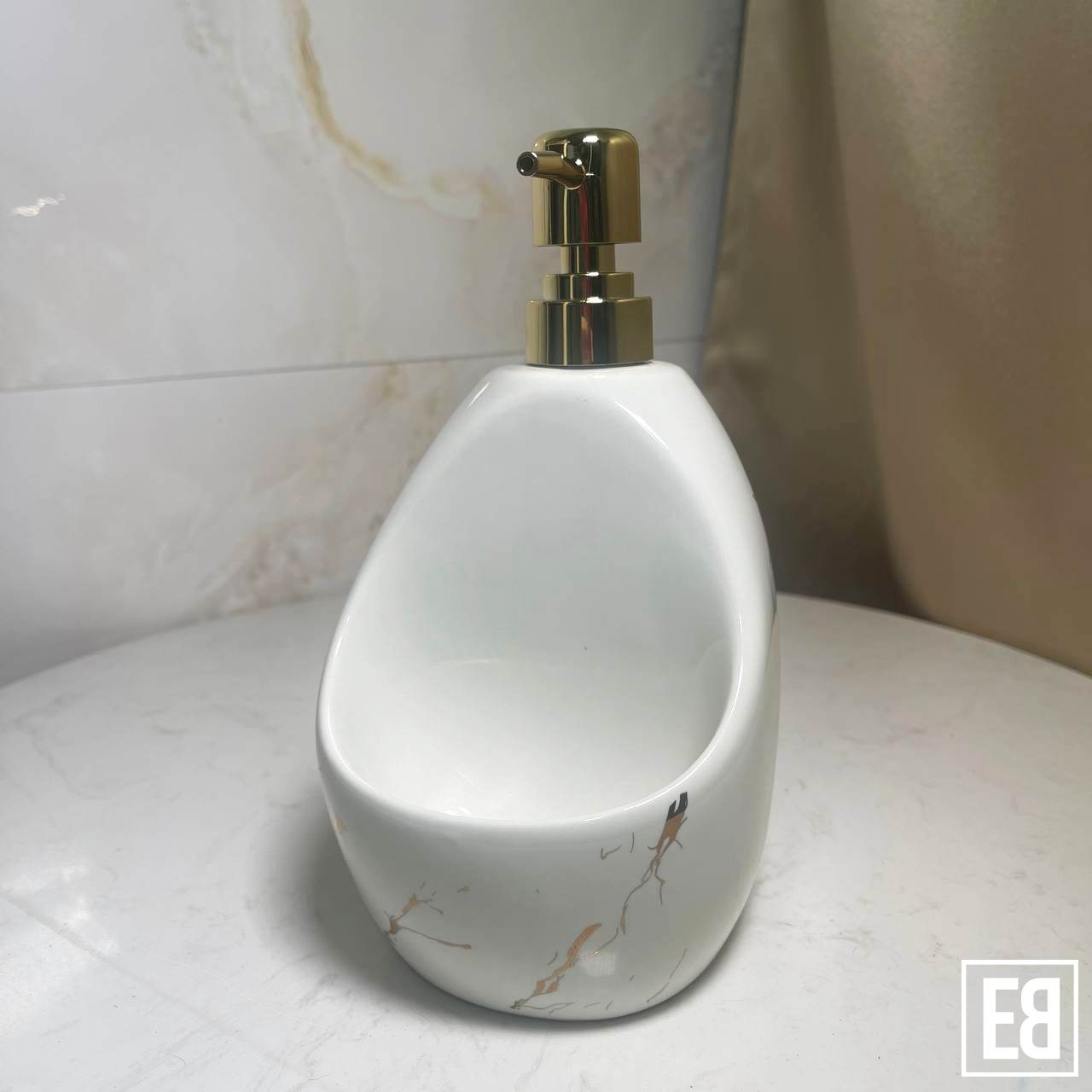  (T95) Spa Oasis in White Marble Soap Dispenser 20.5cm Height x 9.5cm Width | 520mL _3