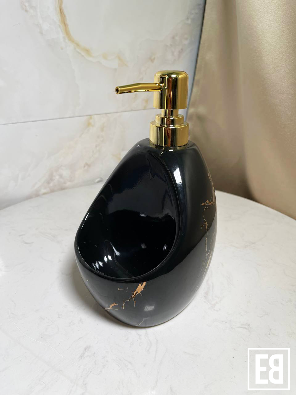  (T96) Spa Oasis in Black Marble Soap Dispenser 20.5cm Height x 9.5cm Width | 520M _0