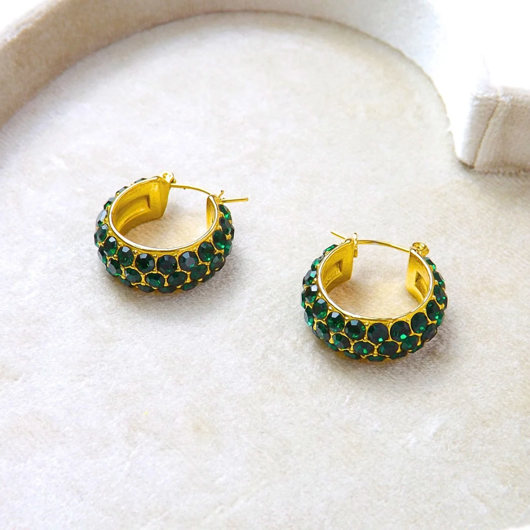 SHINNY BALL (green emerald) 18k gold plated earrings_1