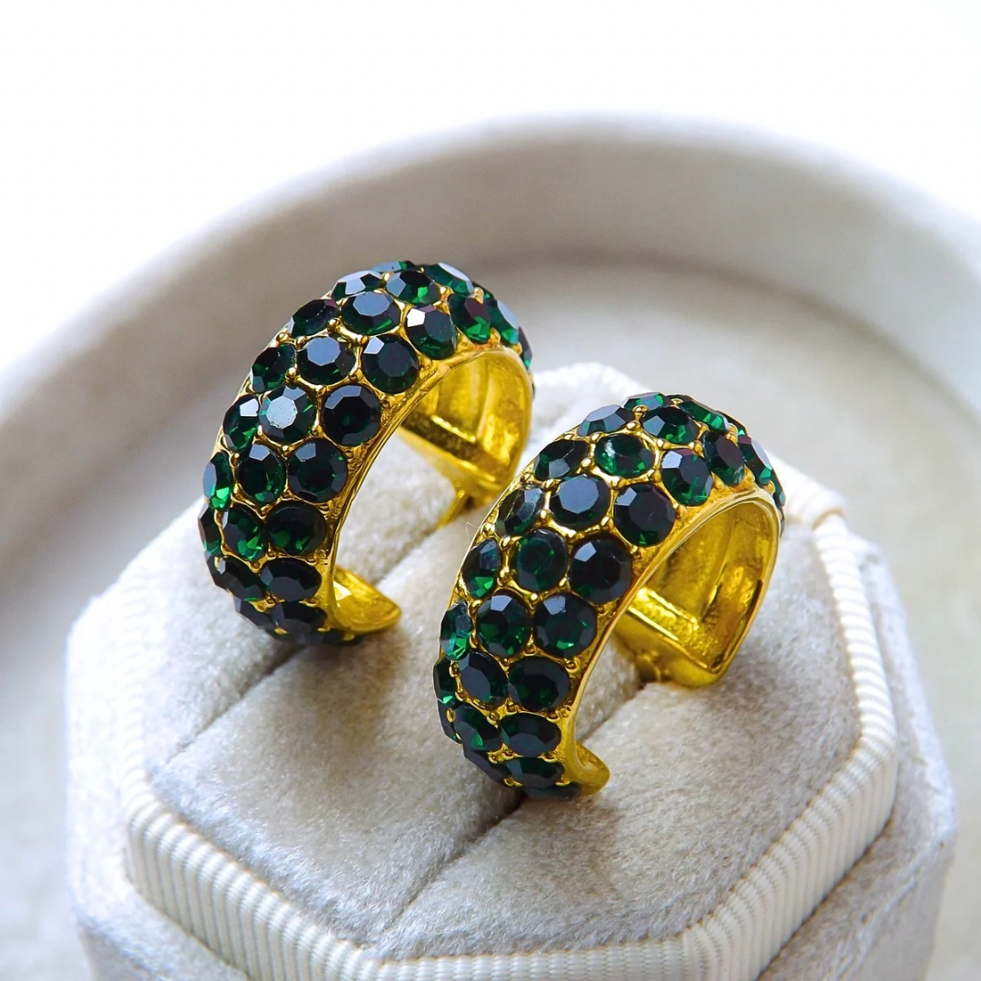 SHINNY BALL (green emerald) 18k gold plated earrings_0