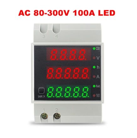 Ketotek AC 80-300V 0-100A Din Rail LED Voltmeter Ammeter – Accurate and Versatile Measurement Device_0