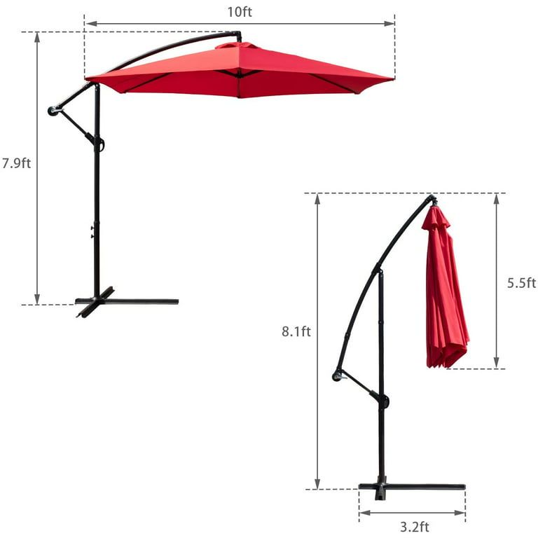 Cantilever parasol/Patio Umbrella 10ft/3mtrs with Crankshaft adjusting shaft with Base_2