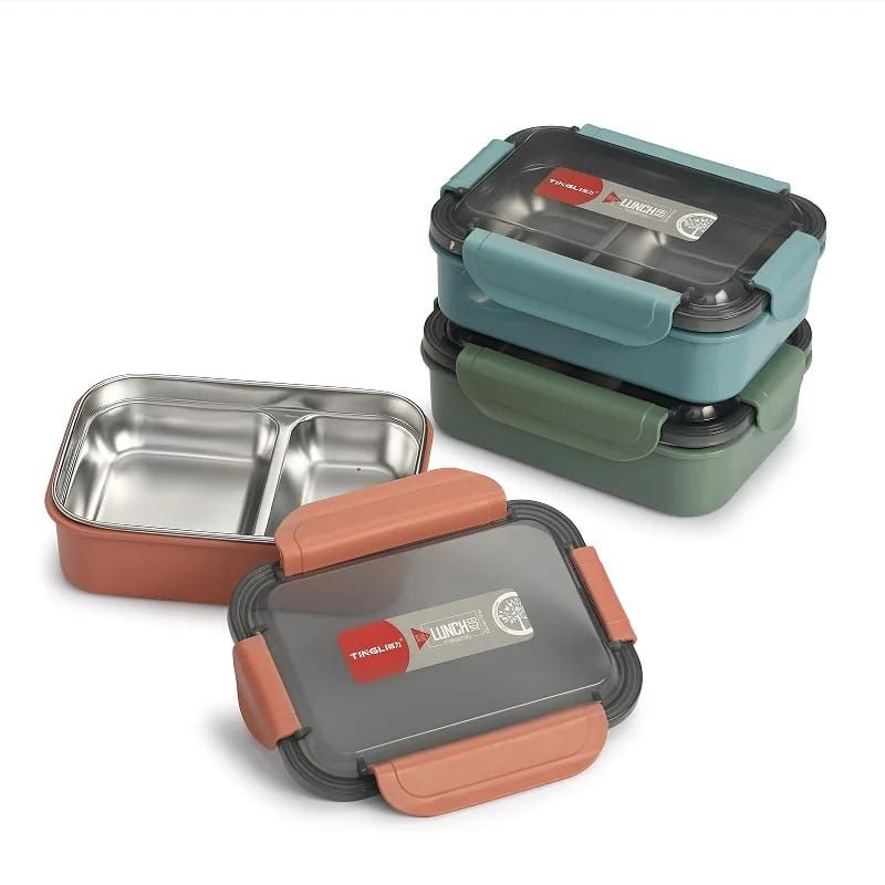 2 Grid Stainless Steel Lunch Box_0