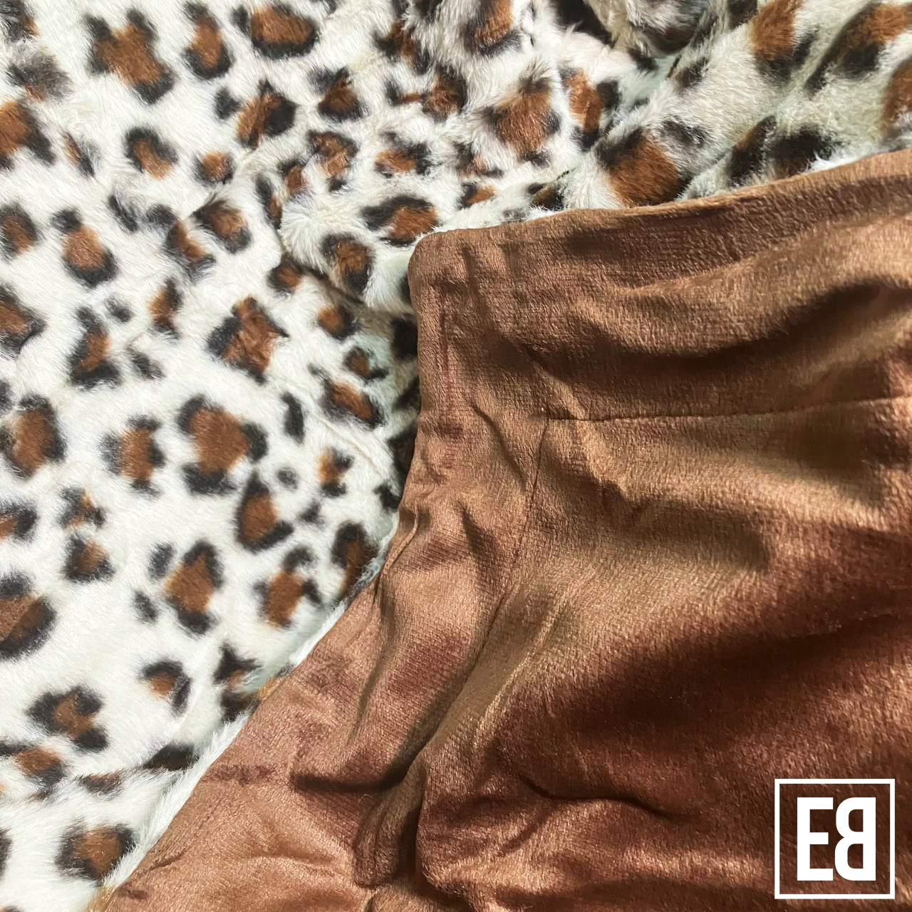 X1 (R920) Faux Leopard Fur Blanket 130cm x 160cm Khaki_3