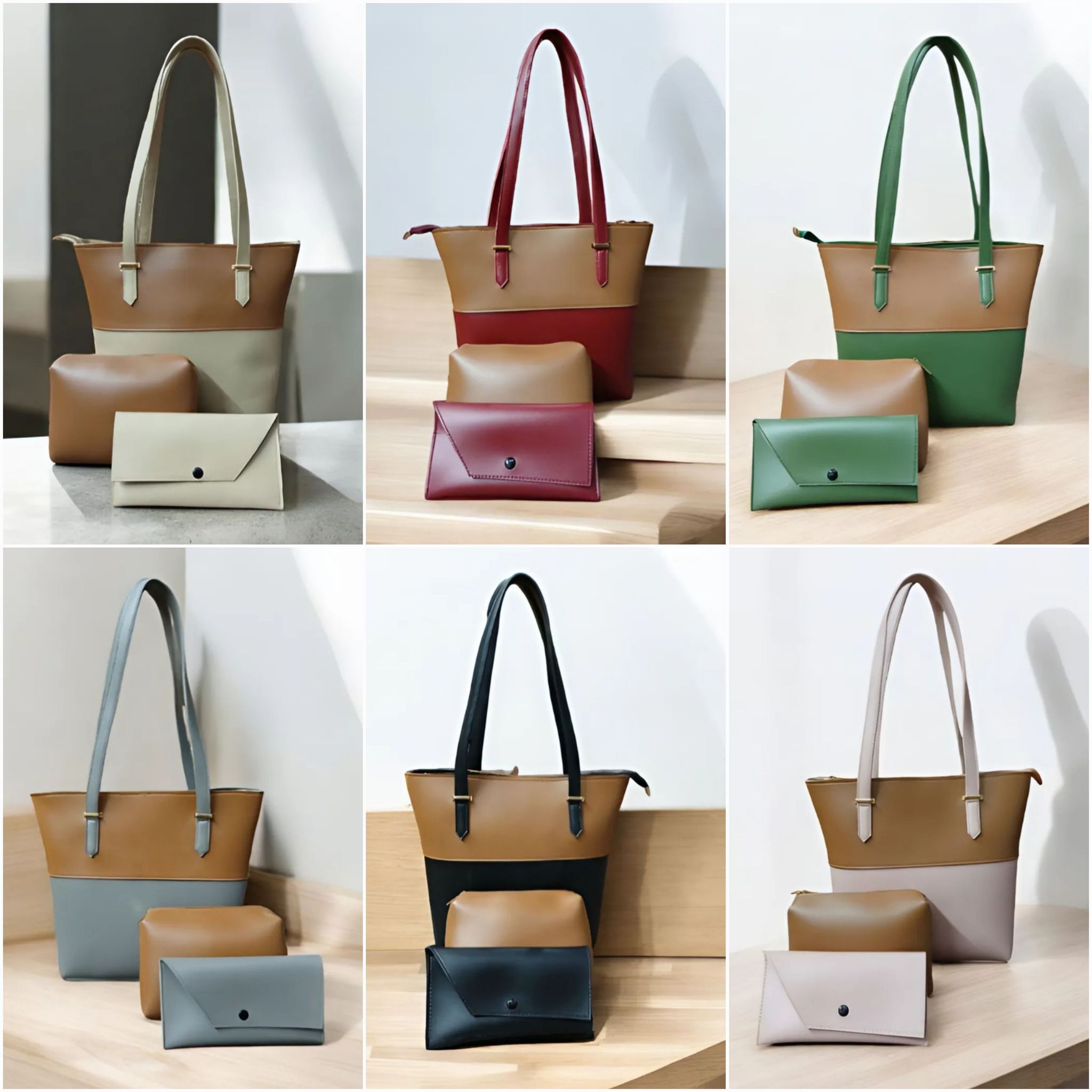 Two Tone 3 Piece Tote Bag_0