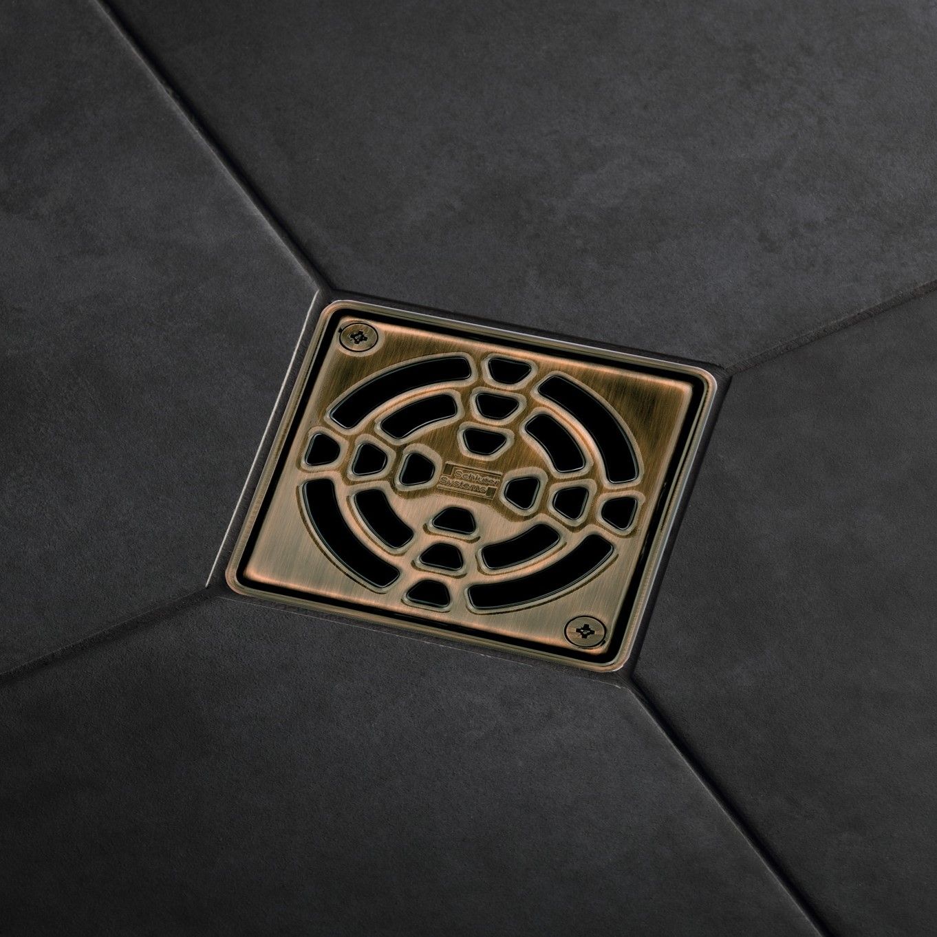 Kerdi Drain Stainless steel, bronze oil-rubbed finish, with screws Design 1 (10cm x 10cm)_0