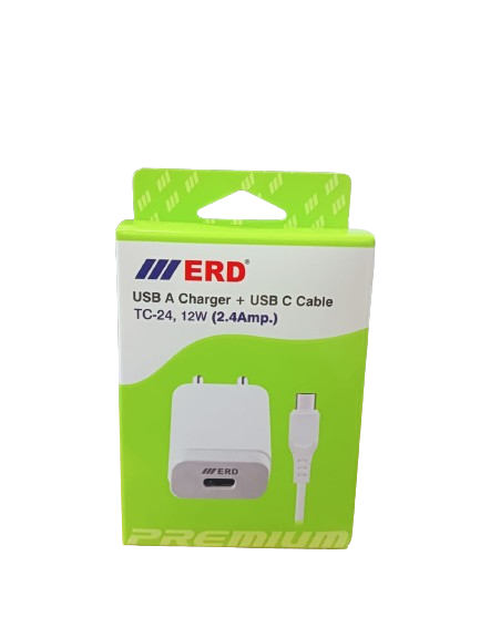 ERD TC-24 (12w 2.4Amp.) Mobile Charger With Type-C Cable_1