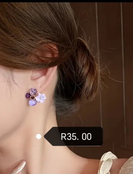 Elegant Purple Crystal Flower Stud Earrings - Fashionable Alloy With Imitation Zircon _0