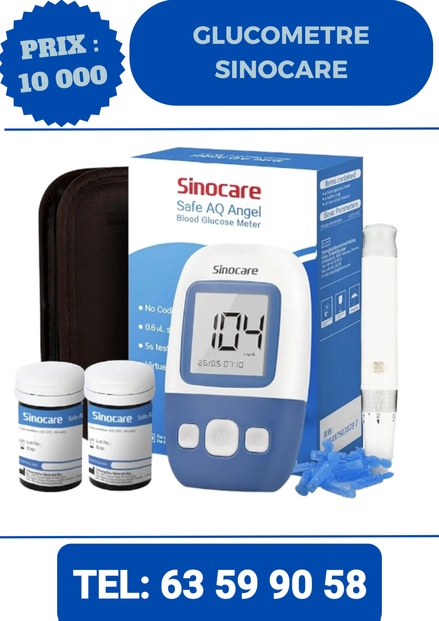 Glucometre sinocare + 25 bandelettes _0