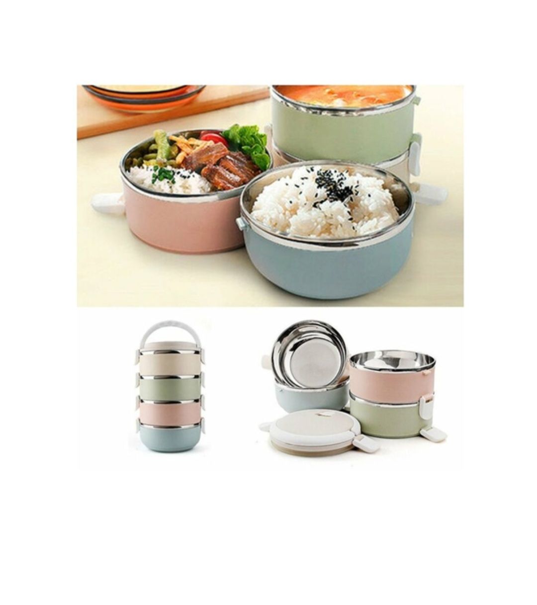 Portable Thermal Insulated Stainless Steel Triple Layer Lunch Box_2