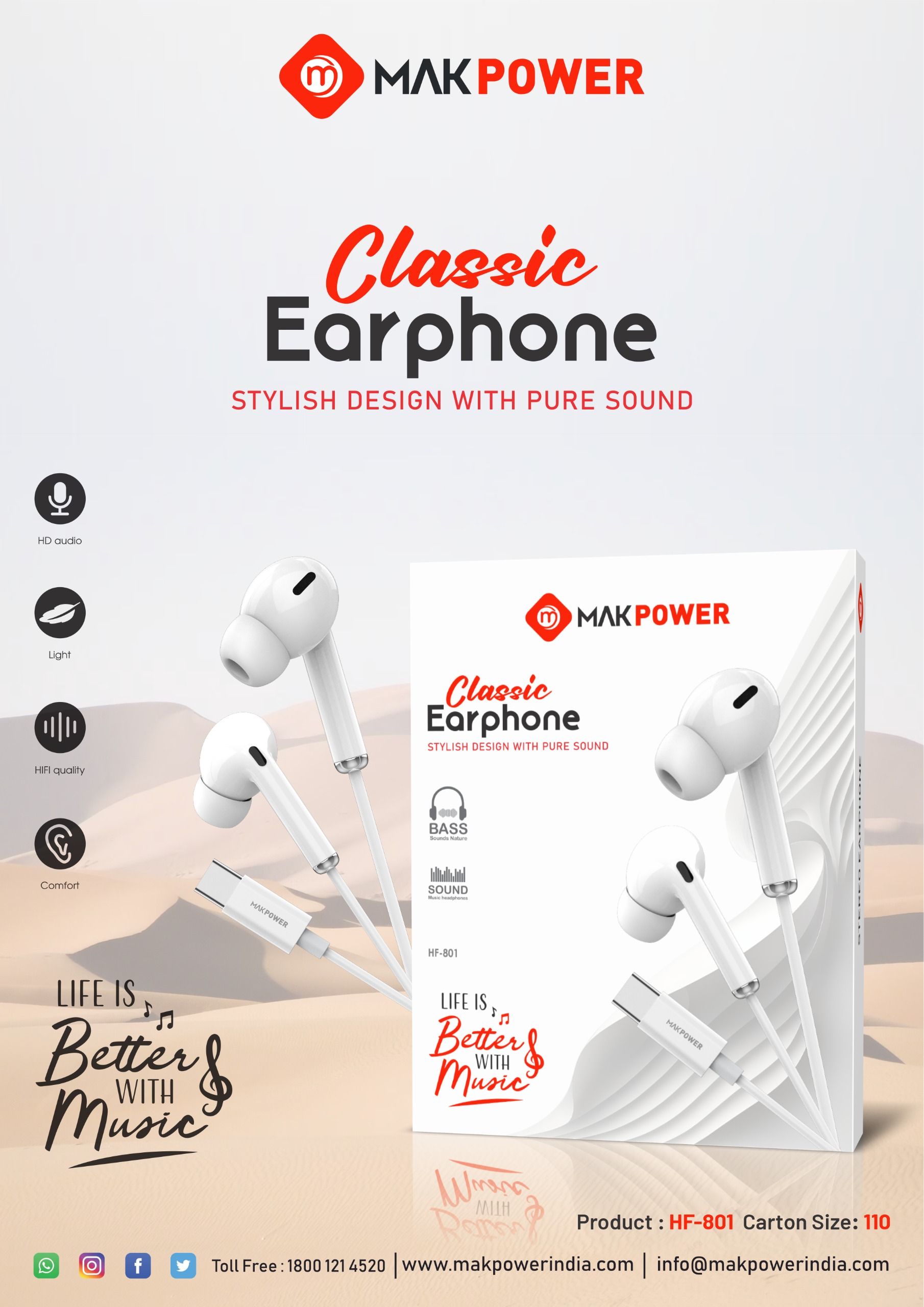 Mak Power HF-801 Classic Earphone (Type-C Port)_1