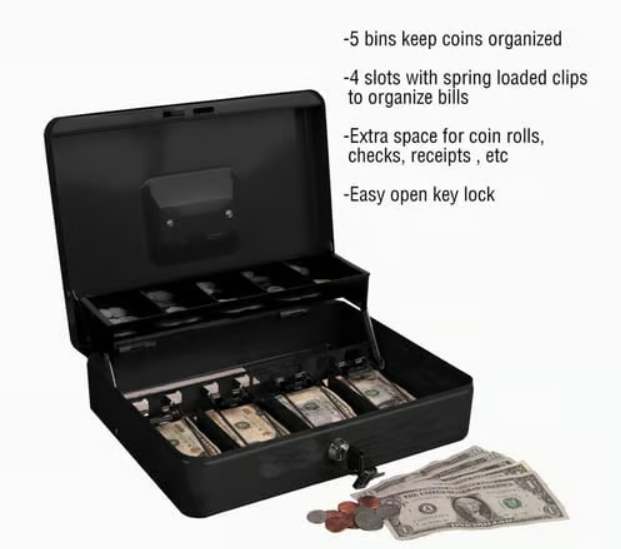 SAFE BOX COIN MONEY TRAY WITH SAFE KEY LOCK_1