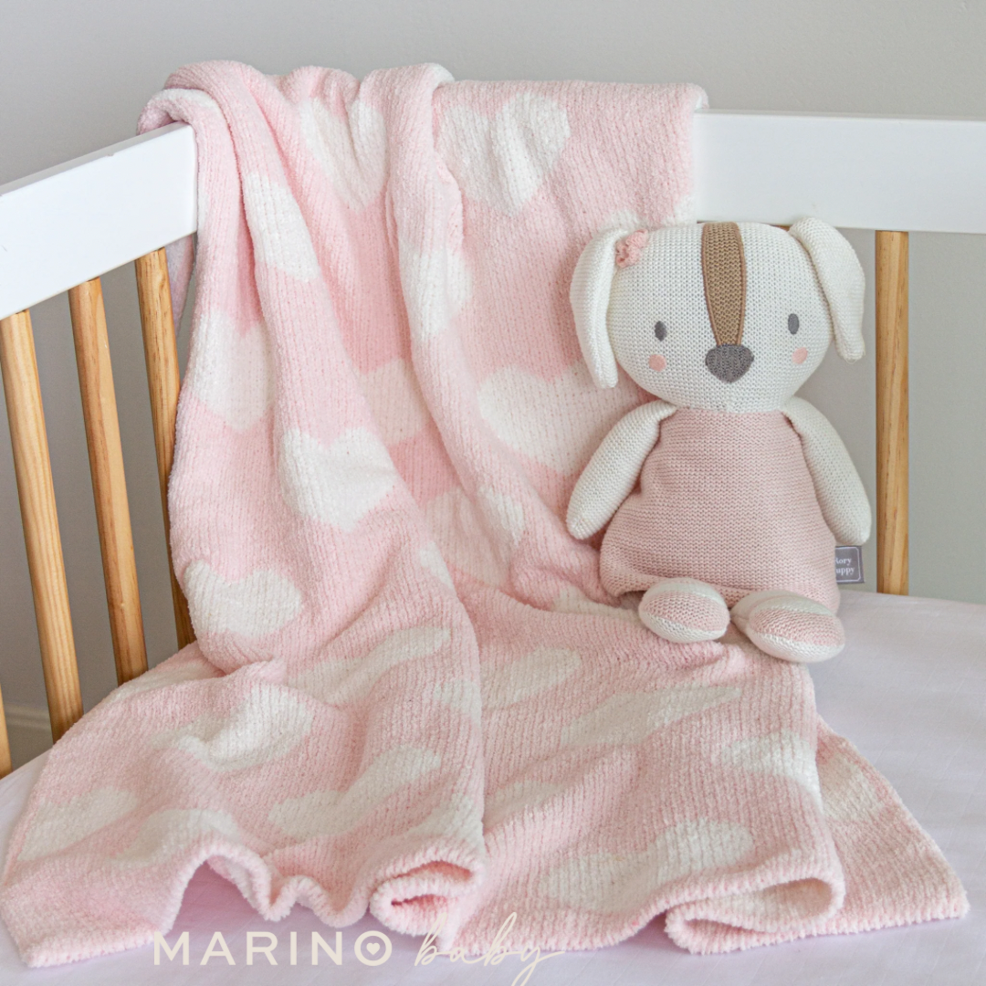 Pink Hearts Chenille Baby Blanket_1