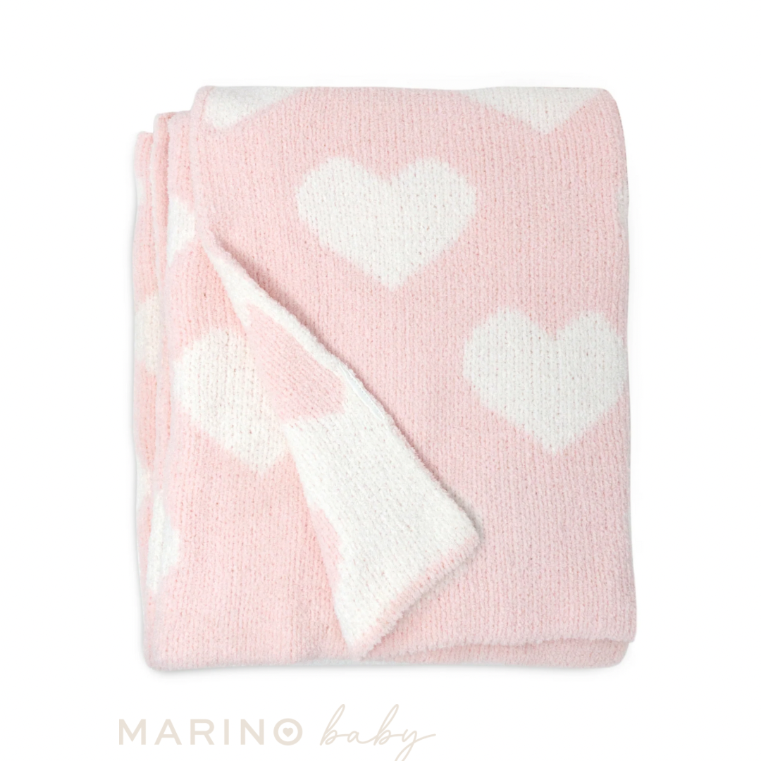 Pink Hearts Chenille Baby Blanket_2