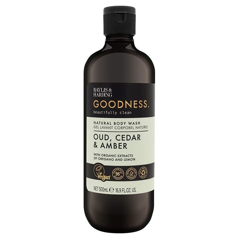 Baylis & Harding Goodness Natural Body Wash Oud  Cedar & Amber Scent with Oregano & Lemon Extracts - vegan_0