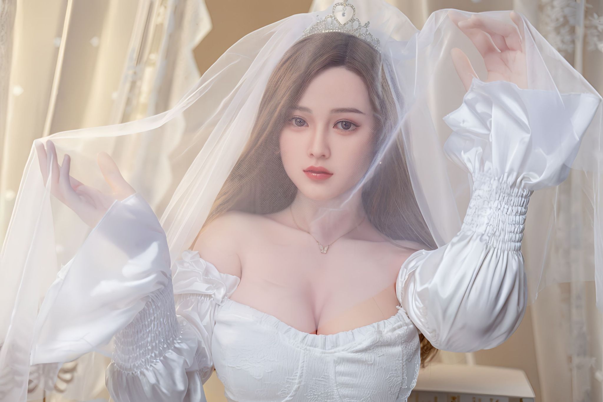 Mizzzee 145cm full silicone doll  谜姬纯硅胶婚纱娃娃-雅芙_2