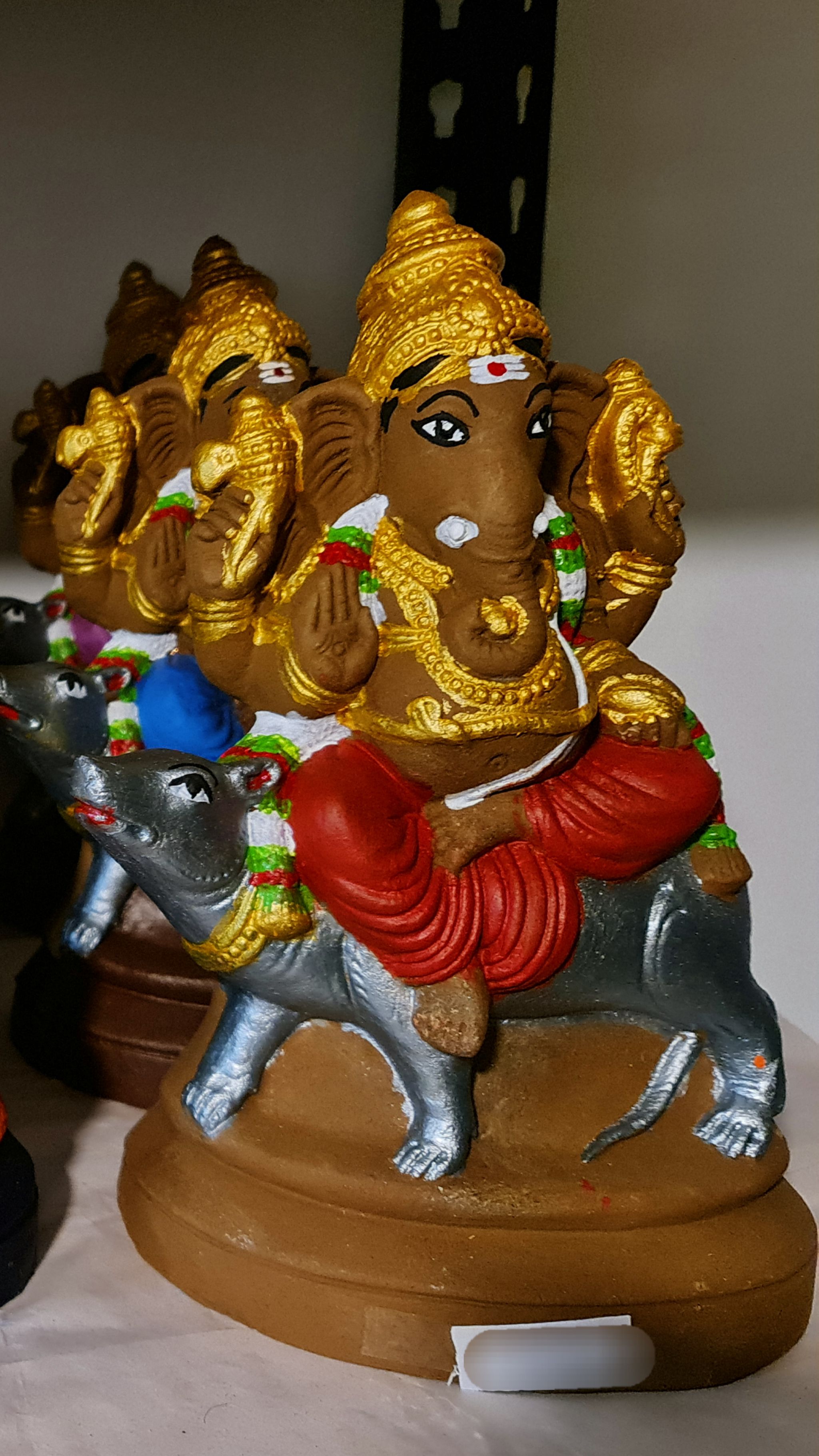 10 inches - Ganesha sitting on Mooshika Vahanam (Left/Right trunk)_2