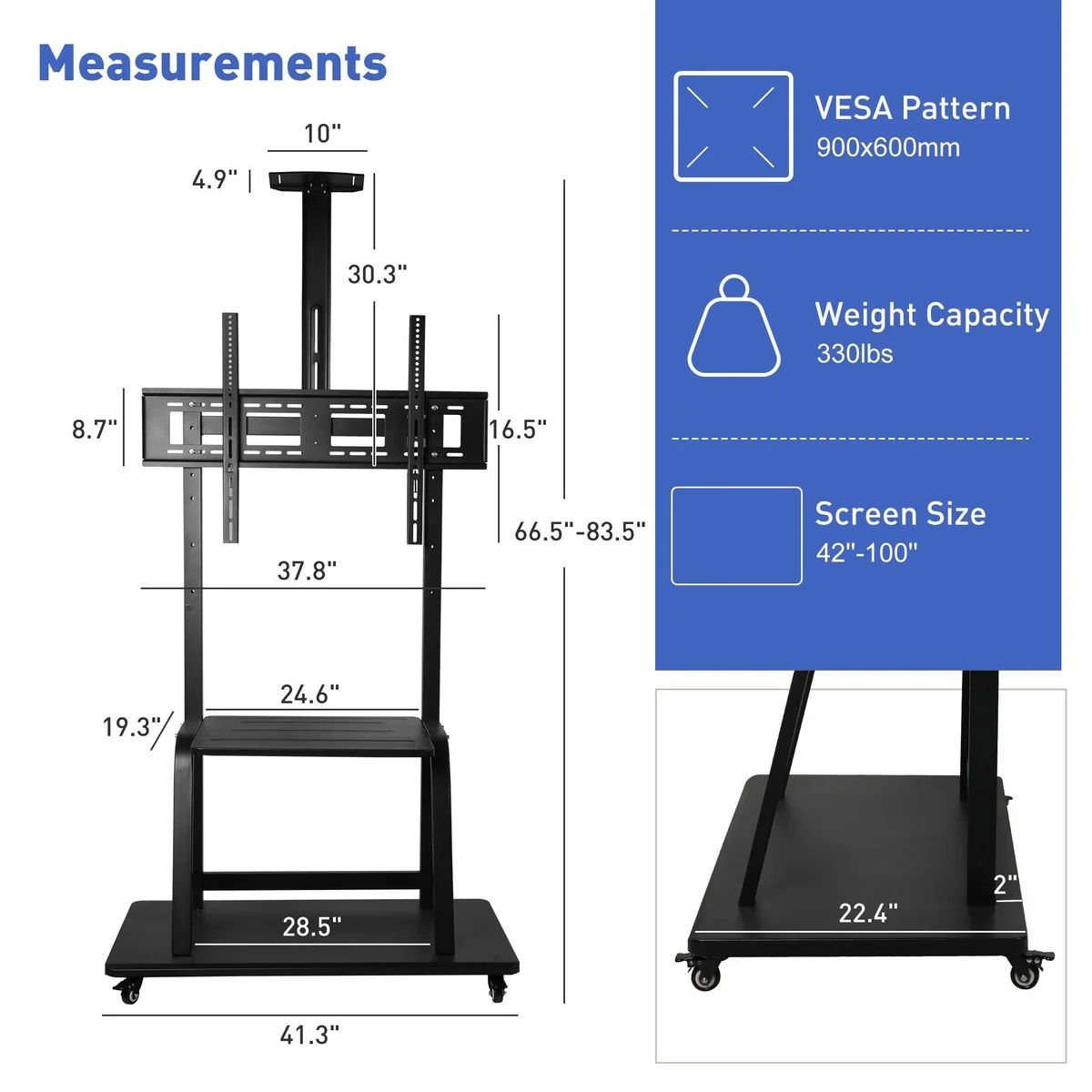 Trolley Movable TV Stand 55″-100″ Inch_1