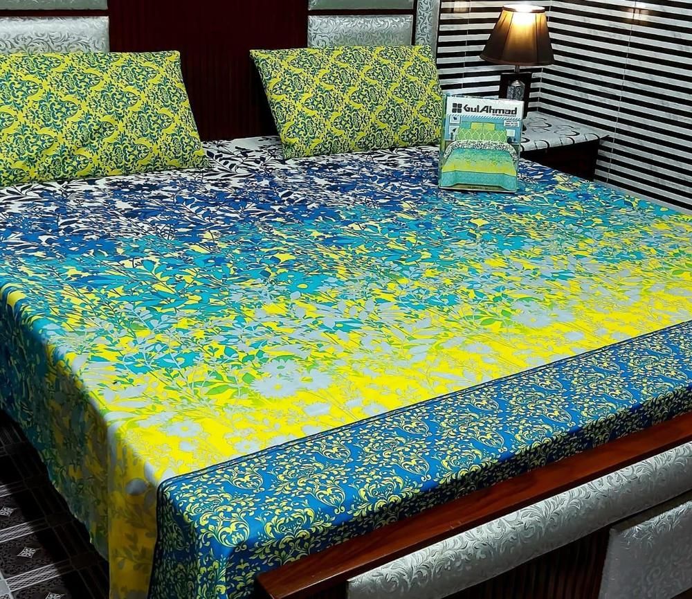 3 pcs crystal cotton double bedsheets _2