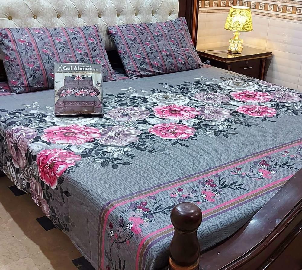 3 pcs crystal cotton double bedsheets _12