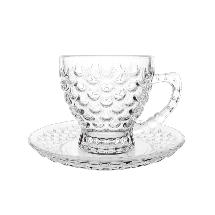 Fish Scale Design Tea Cup Sets with Saucer (Set of 6) 210ML_3