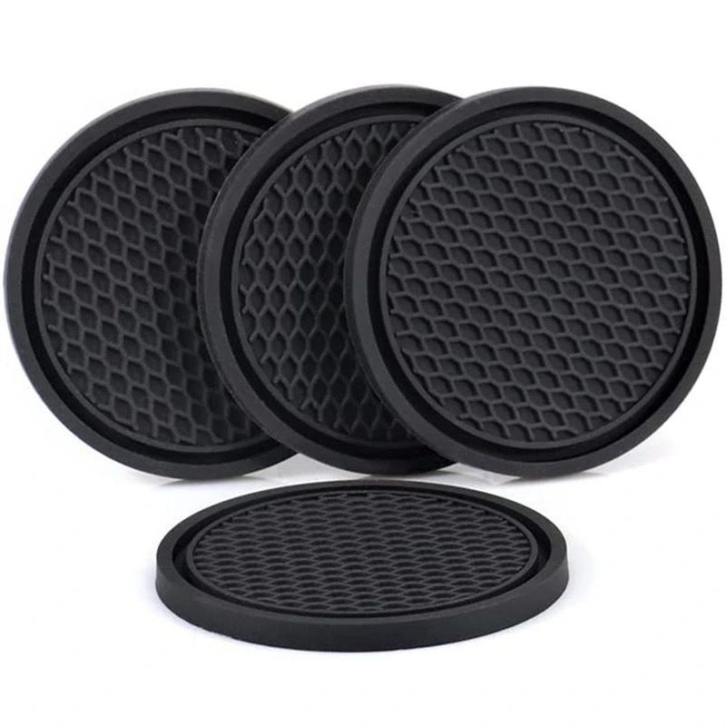 Sous-Verres en Silicone Noir pour Voiture_1