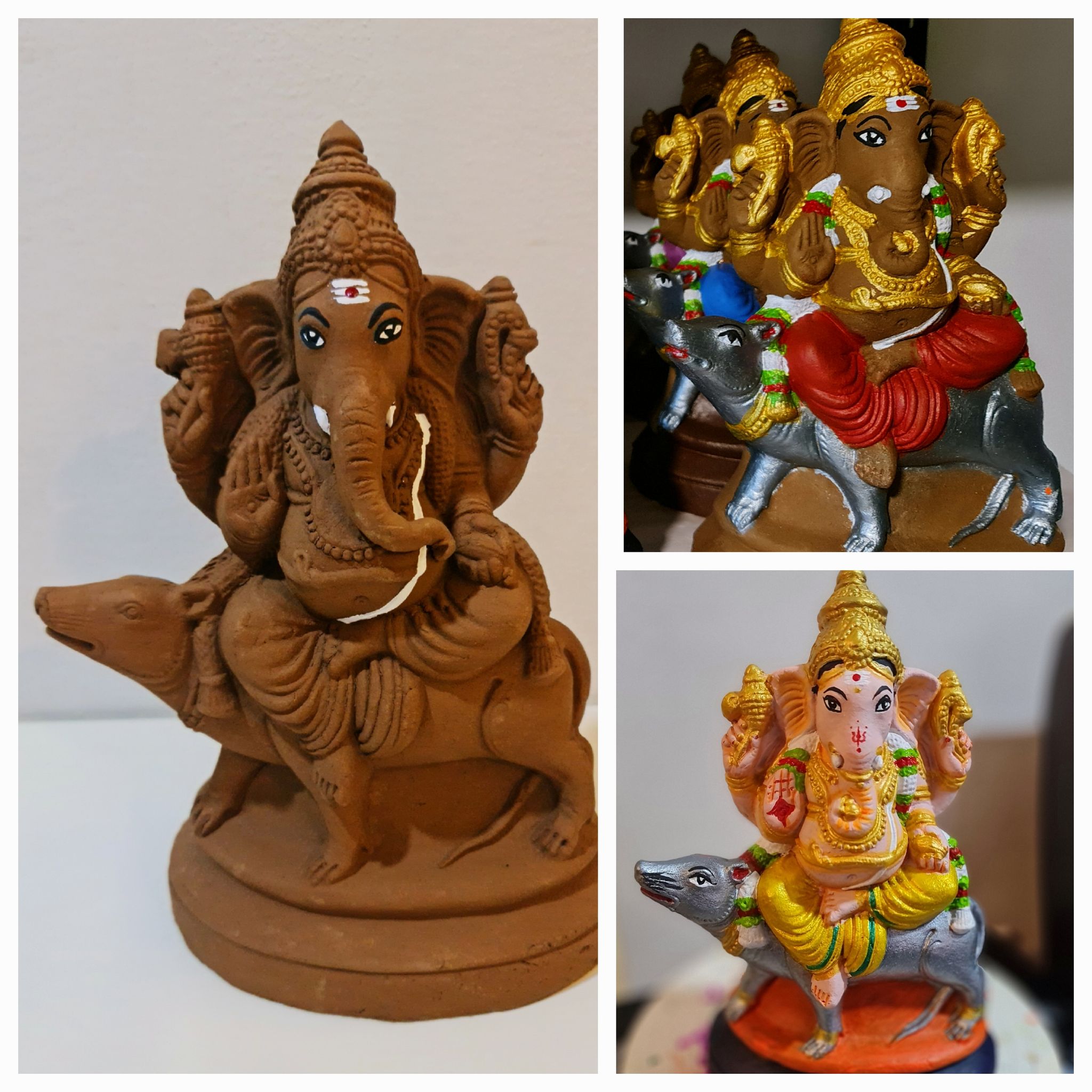 10 inches - Ganesha sitting on Mooshika Vahanam (Left/Right trunk)_0