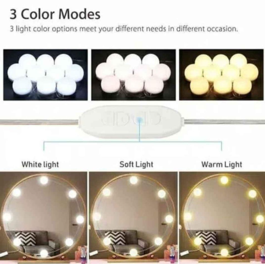 Pedro, VANITY LIGHTS FOR MIRROR MAKEUP 10 PIECES WITH REMOTE WIRED 3 COLORS ADJUSTABLE WITH REMOTE_2