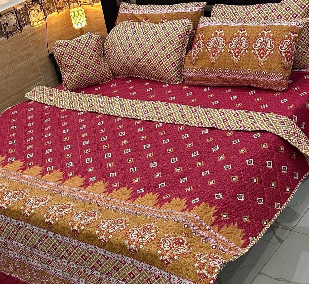 7 pcs cotton printed comforter set,_5