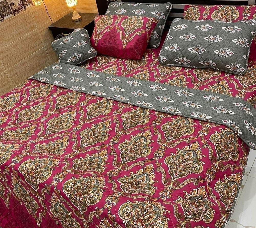 7 pcs cotton printed comforter set,_12