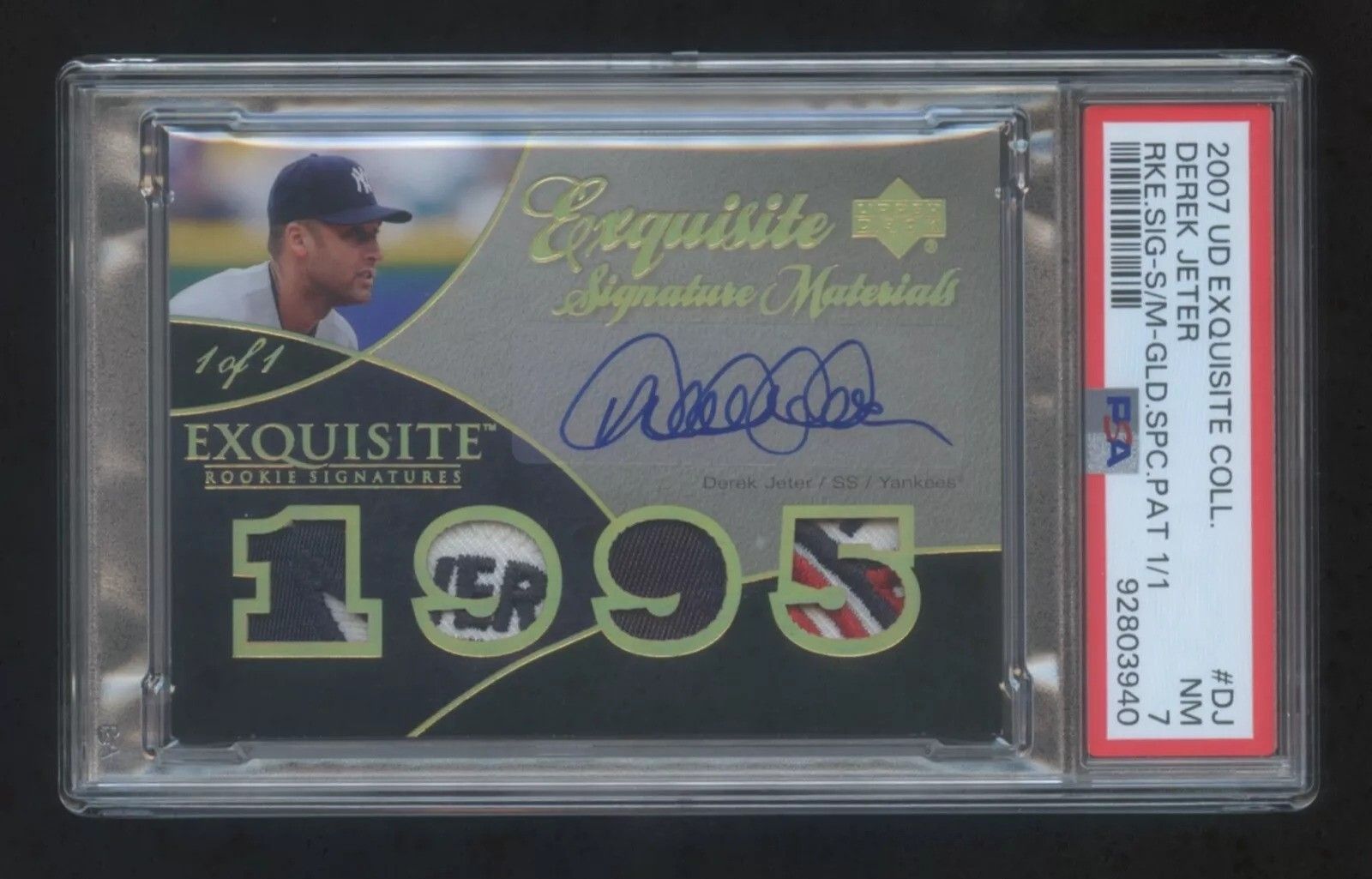 007 EXQUISITE Derek Jeter 1/1 AUTOGRAPH QUAD GAME WORN PATCHES LOGO 1st EXQ 1/1_0