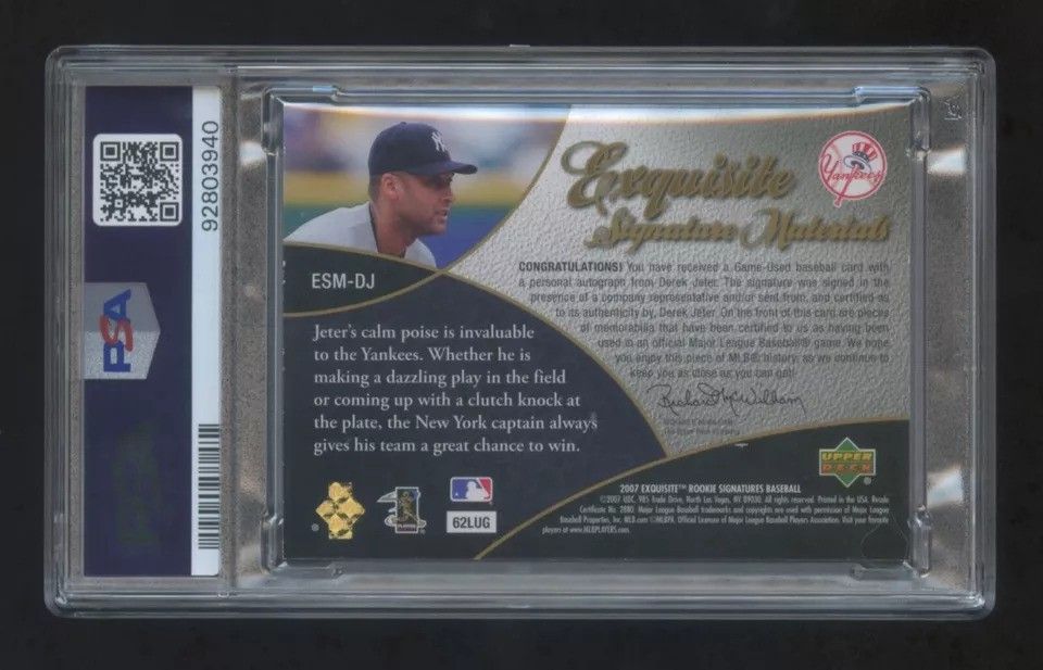 007 EXQUISITE Derek Jeter 1/1 AUTOGRAPH QUAD GAME WORN PATCHES LOGO 1st EXQ 1/1_1