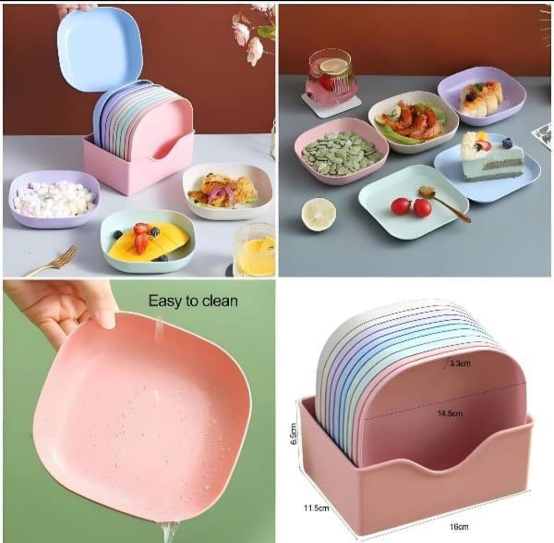 10 pcs colorful plates with stand _1